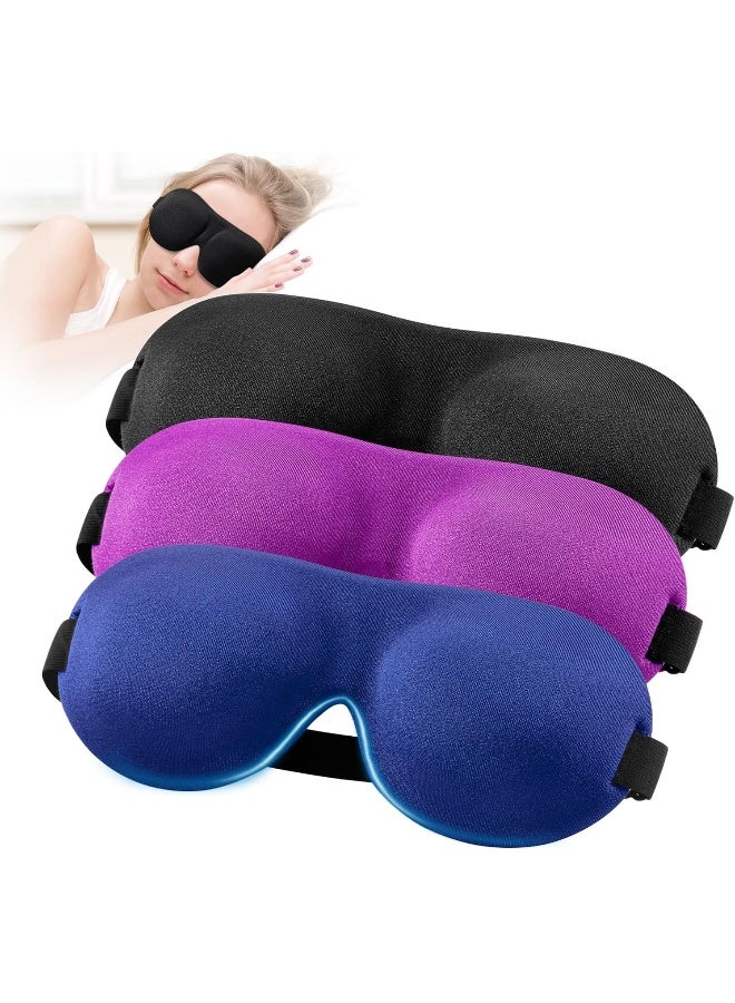 YIVIEW Sleep Mask for Back and Side Sleeper Pack of 3, 100% Light Blocking 3D Eye Masks for Sleeping, Lightweight & Breathable Eye Cover for Women Men, Zero Eye Pressure Night Blindfold - Image 1